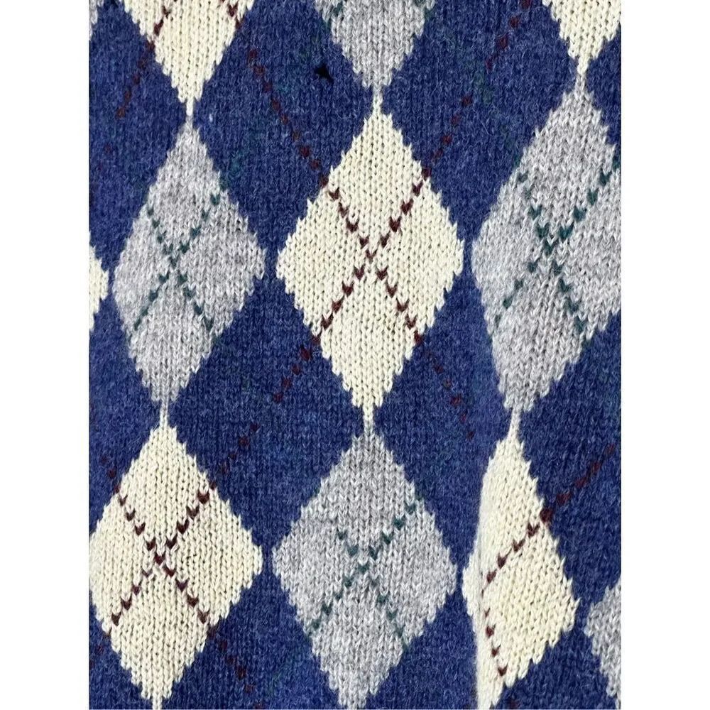 Highland size L vintage 100% wool argyle sweater *flawed - Picture 3 of 7